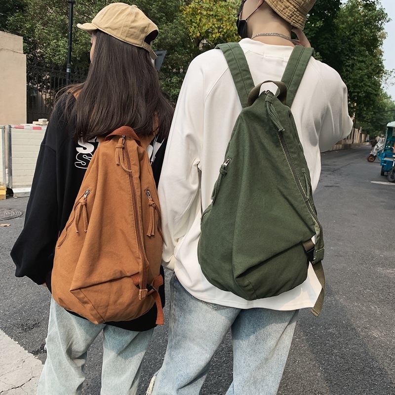 Školska torba za djevojke u korejskom Harajuku stilu, jedne boje, platno, prozračna, 20–35 L, JUST A MAN