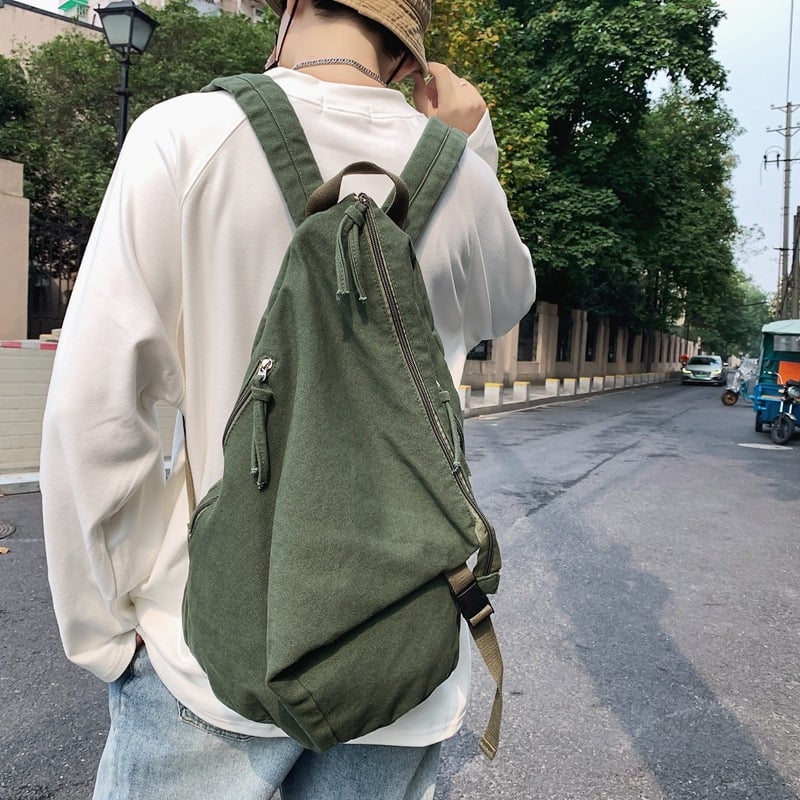 Školska torba za djevojke u korejskom Harajuku stilu, jedne boje, platno, prozračna, 20–35 L, JUST A MAN