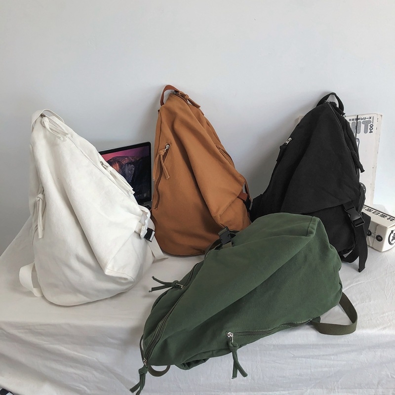 Školska torba za djevojke u korejskom Harajuku stilu, jedne boje, platno, prozračna, 20–35 L, JUST A MAN