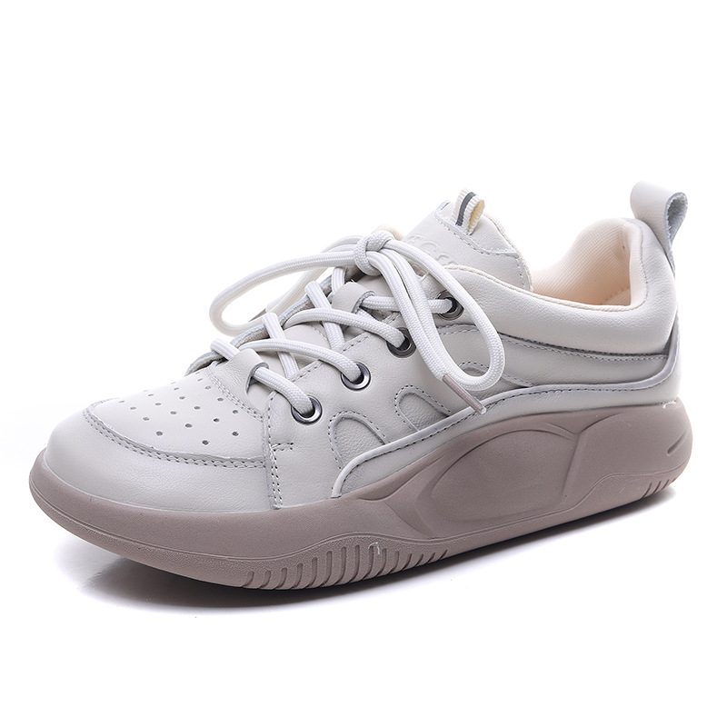Ženske casual cipele s vezicama od kože prvog sloja, ručno izrađene, prava koža, ravna potplat, sportski stil, otporne na habanje, niski gornji dio