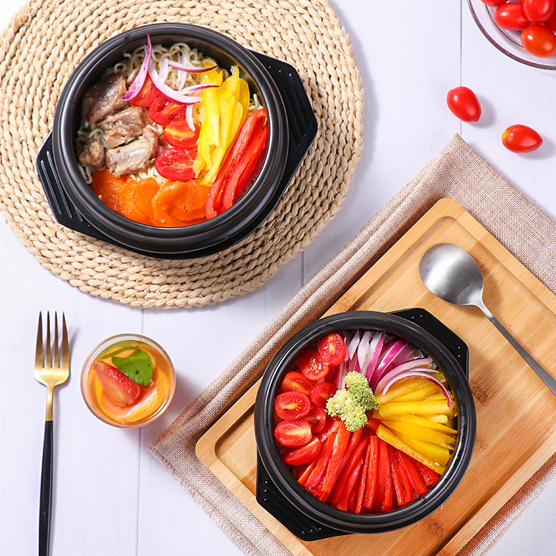 Vas de piatră în stil coreean pentru uz casnic — oală pentru Bibimbap și ghiveci, mic vas cu strat antiaderent, compatibil cu aragaz pe gaz, Chef Meisi