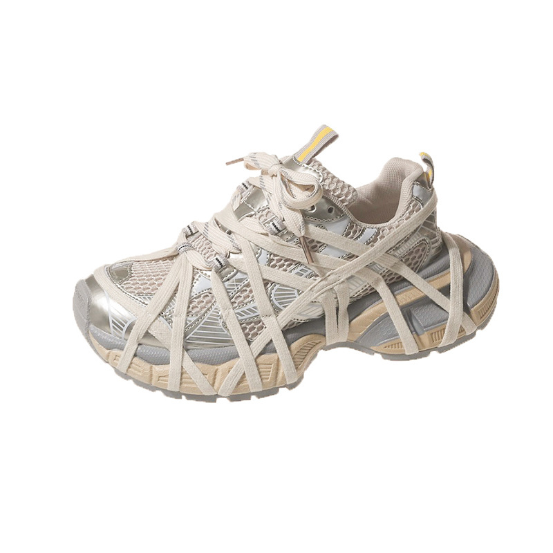 Ženske tenisice tipa dad shoes s mrežastim gornjim dijelom, prozračna i s debelim potplatom te remenčićima, lagane svakodnevne sportske tenisice za ljeto 2025