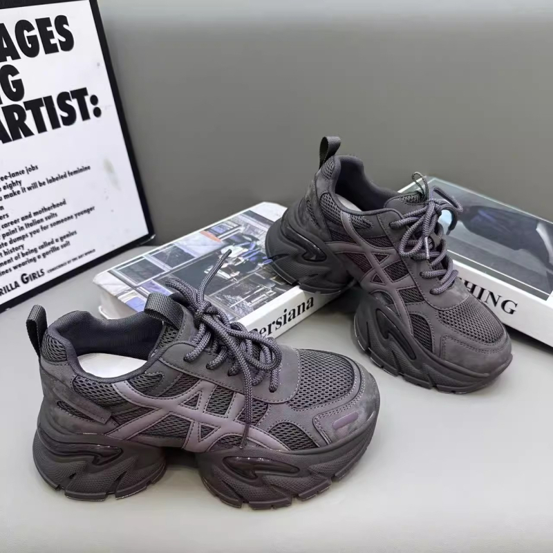 Ženske tenisice Dad Shoes od prave kože s mrežastim gornjim dijelom, debeli potplat za povećanje visine, udobne za svakodnevicu