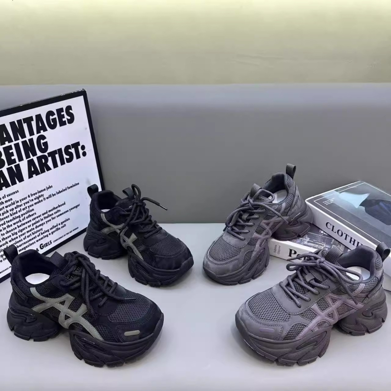Ženske tenisice Dad Shoes od prave kože s mrežastim gornjim dijelom, debeli potplat za povećanje visine, udobne za svakodnevicu