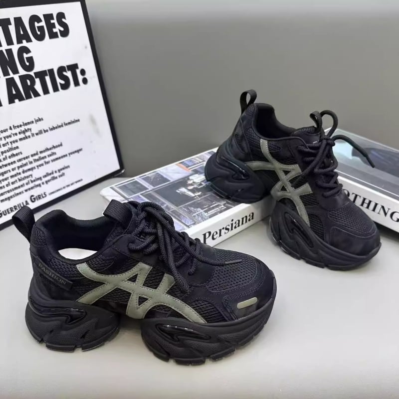 Ženske tenisice Dad Shoes od prave kože s mrežastim gornjim dijelom, debeli potplat za povećanje visine, udobne za svakodnevicu