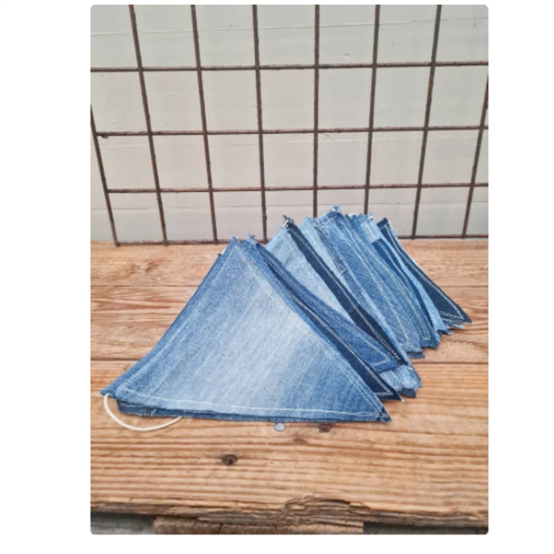 Steaguri triunghiulare din denim pentru decor interior și camping în aer liber