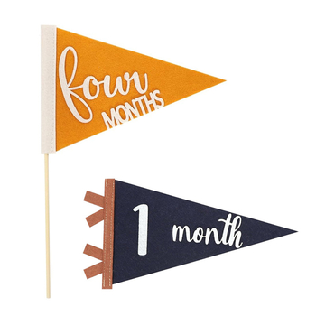 Banner pennant din fetru triunghiular cu repere de vârstă și luni – imprimare sublimată