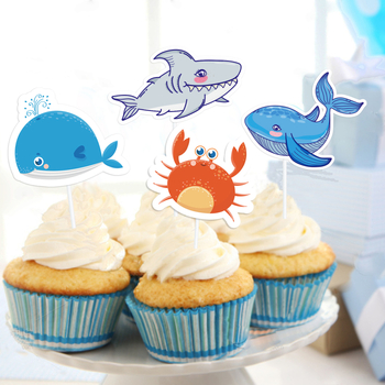 Petrecere Ocean Shark: banner pentru ziua de naștere cu tema rechin; decorațiuni subacvatice; decorațiune de tort cu rechin