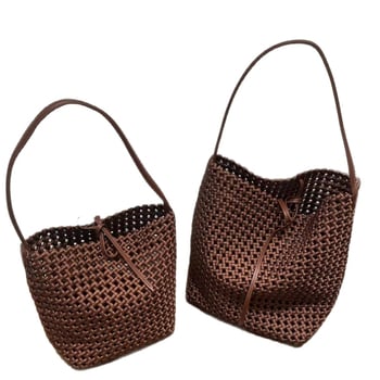Vintage PU pletena torba s velikim kapacitetom, torba za ručno nošenje i preko ramena, moderan gradski stil za žene