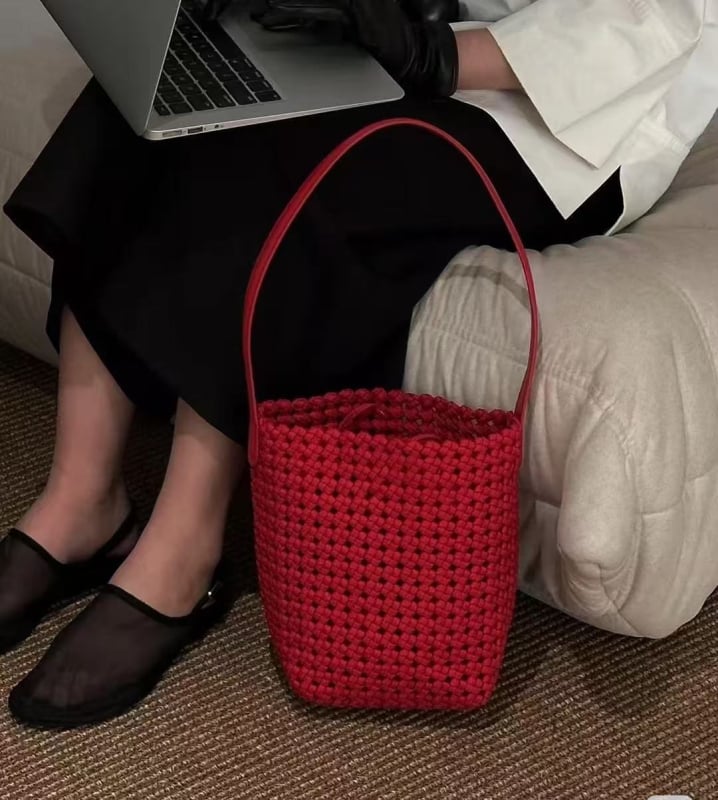 Vintage PU pletena torba s velikim kapacitetom, torba za ručno nošenje i preko ramena, moderan gradski stil za žene