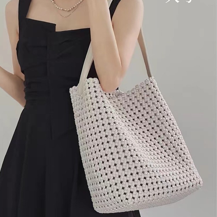 Vintage PU pletena torba s velikim kapacitetom, torba za ručno nošenje i preko ramena, moderan gradski stil za žene