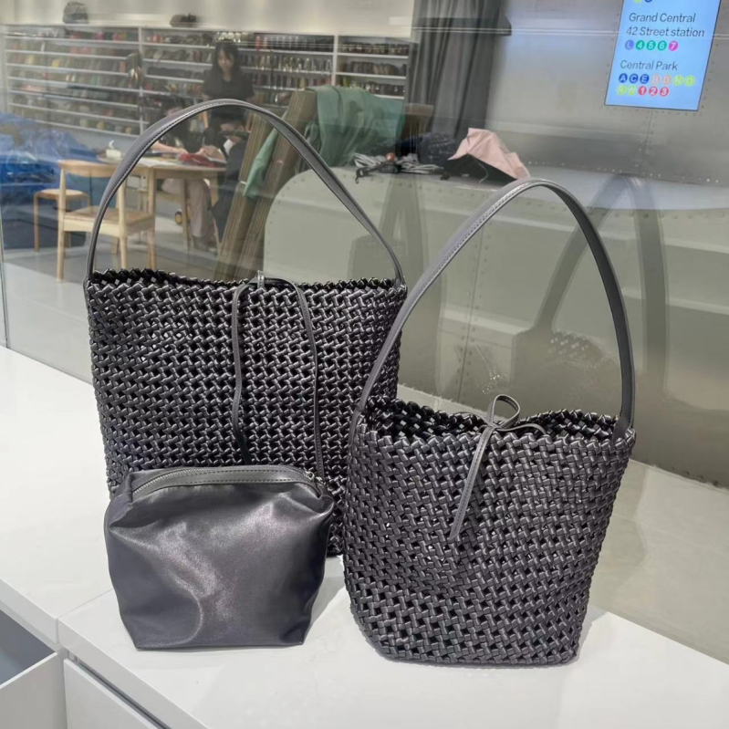 Vintage PU pletena torba s velikim kapacitetom, torba za ručno nošenje i preko ramena, moderan gradski stil za žene