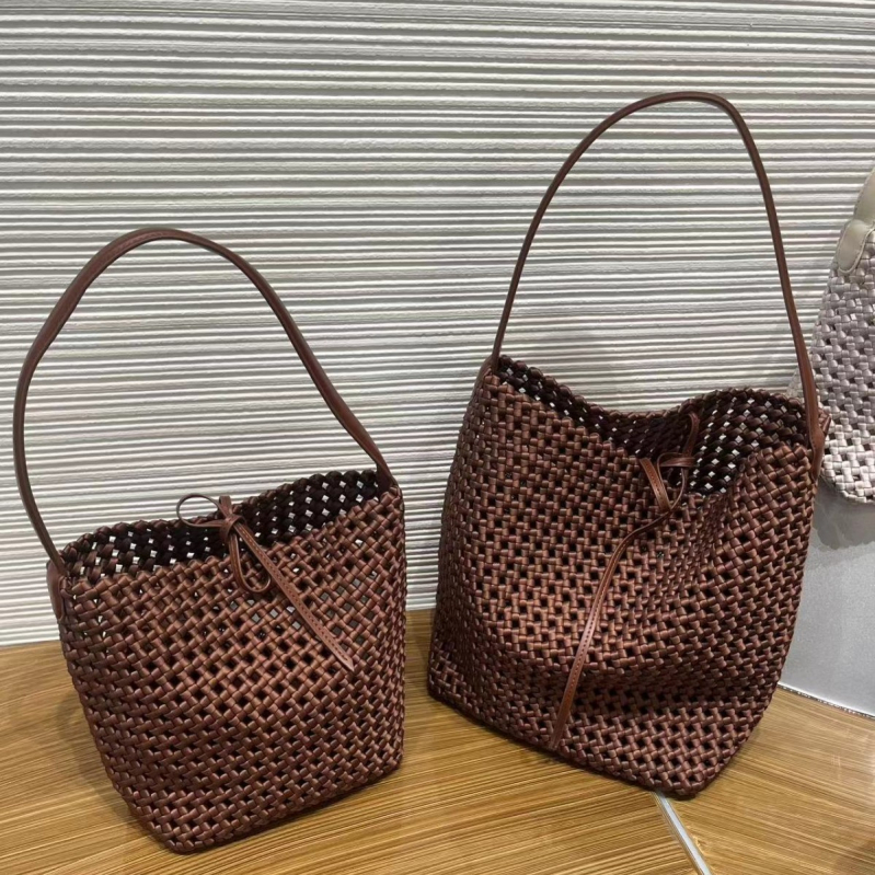 Vintage PU pletena torba s velikim kapacitetom, torba za ručno nošenje i preko ramena, moderan gradski stil za žene