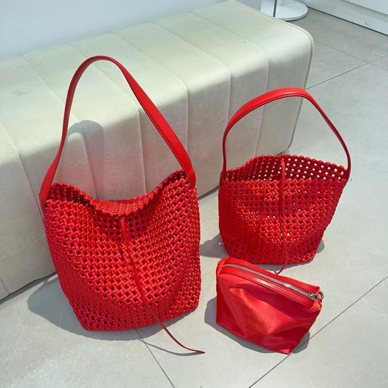 Vintage PU pletena torba s velikim kapacitetom, torba za ručno nošenje i preko ramena, moderan gradski stil za žene