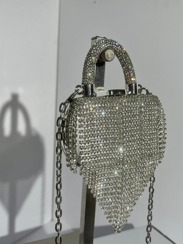 Mini torbica s lancem posuta punim dijamantima, večernja torba za ruku, crossbody s resicama, pretinac za telefon, PVC
