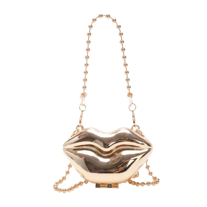 Mini metalna torbica za usne s cvjetnim motivom, crossbody torba za žene