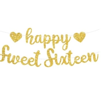 Banner cu litere aurii pentru petrecere