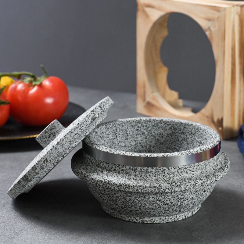 Oală de piatră pentru bibimbap și supe — oală ceramică în stil coreean pentru aragaz cu gaz