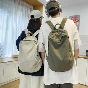 Harajuku stil platneni ruksak za školu i putovanje, velik kapacitet, unisex, jednobojan.