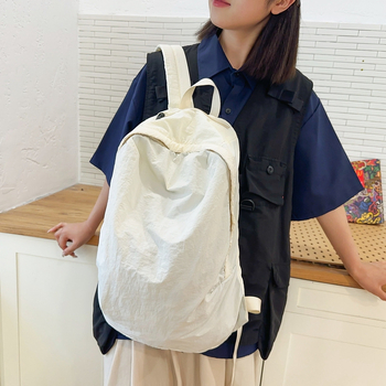 Harajuku stil platneni ruksak za školu i putovanje, velik kapacitet, unisex, jednobojan.