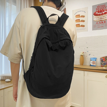 Harajuku stil platneni ruksak za školu i putovanje, velik kapacitet, unisex, jednobojan.