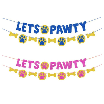 Let's Pawty Banner cu litere pentru câine – decor pentru pet-themed birthday party