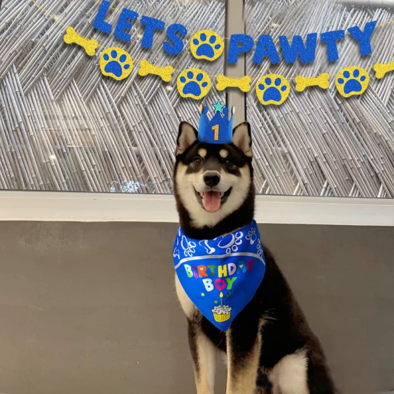 Let's Pawty Banner cu litere pentru câine – decor pentru pet-themed birthday party