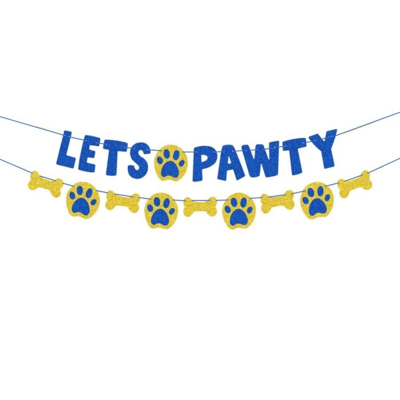 Let's Pawty Banner cu litere pentru câine – decor pentru pet-themed birthday party