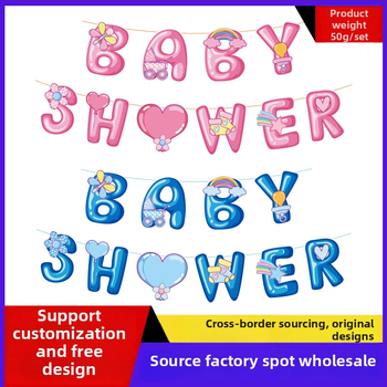 Banner cu steaguri din hârtie pentru baby shower, cu litere, decor de petrecere personalizabil