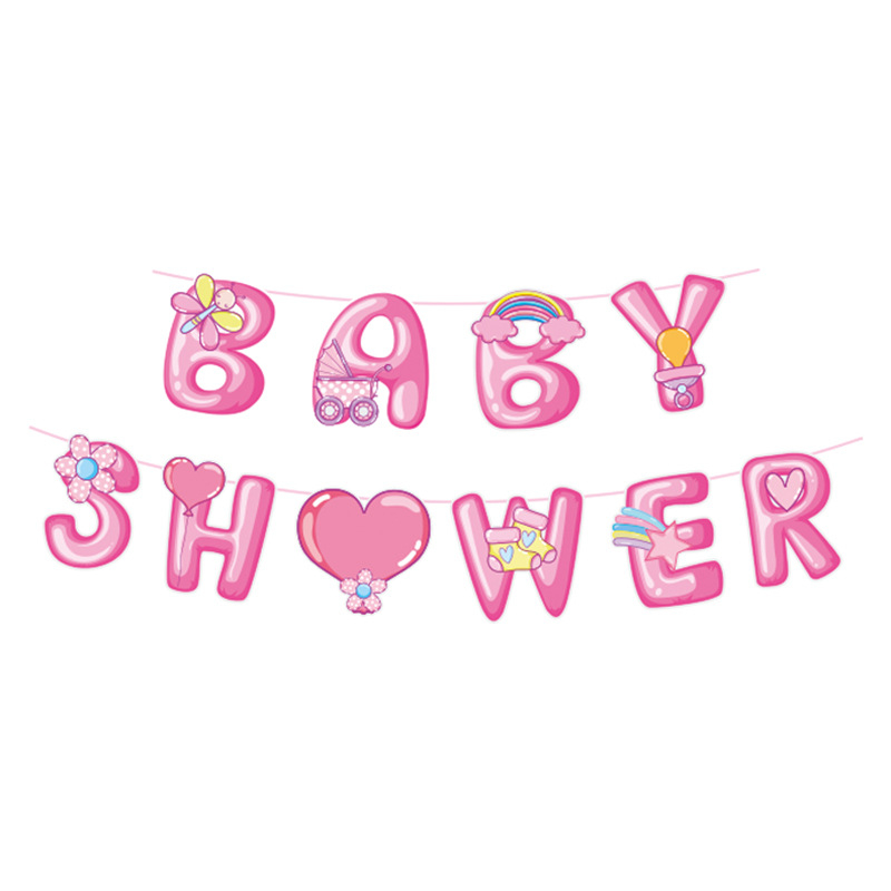 Banner cu steaguri din hârtie pentru baby shower, cu litere, decor de petrecere personalizabil