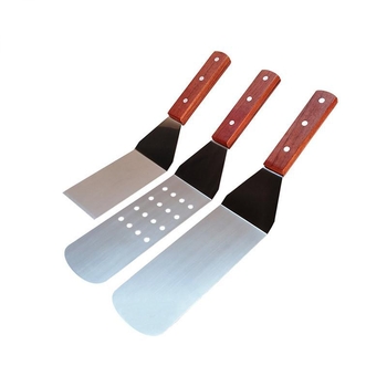 Set de unelte pentru grătar din oțel inoxidabil pentru exterior, spatulă cu mâner din lemn și lopată, ustensile de bucătărie în stil japonez