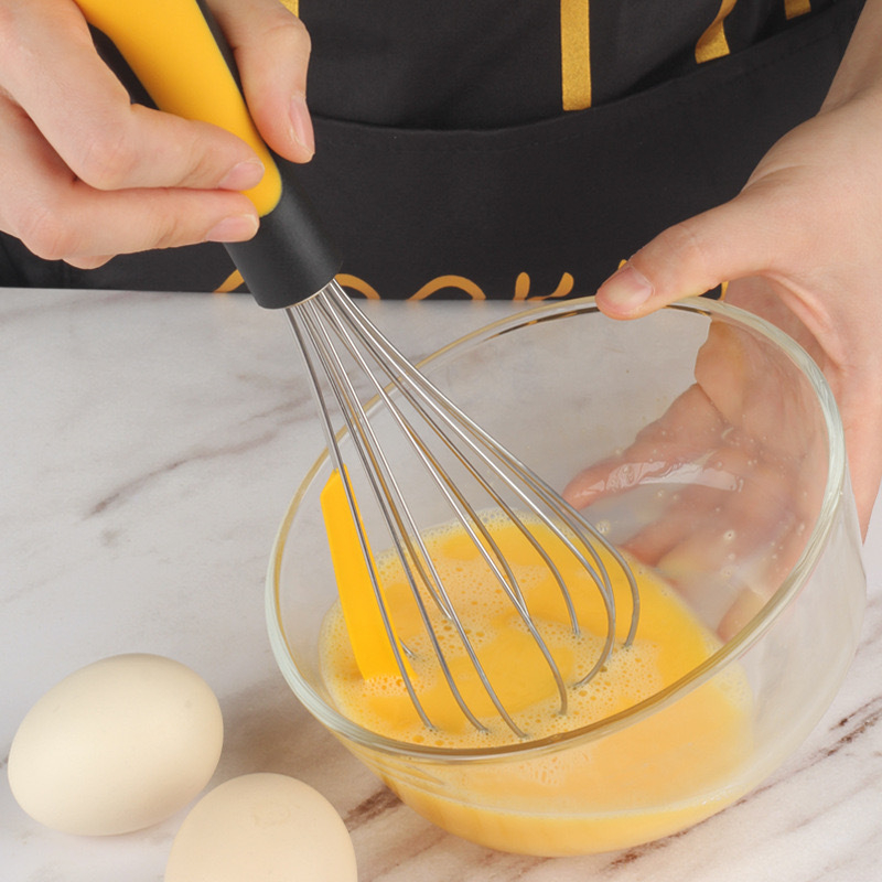 Tel manual pentru ouă cu spatulă din silicon, 12 inci, pentru ouă, cremă și aluat