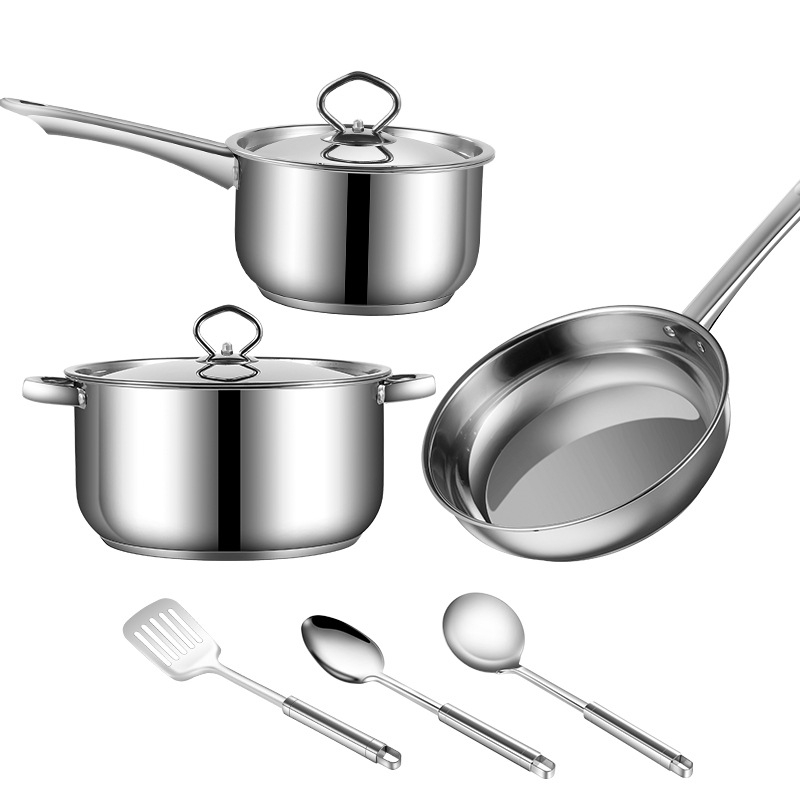 Set de vase din oțel inoxidabil, 15 piese, cu fund dublu îngroșat