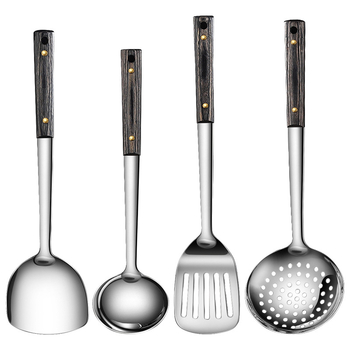 Set de ustensile de bucătărie din oțel inoxidabil 316L: spatulă, lingură de gătit, lingură de servire și lingură de supă