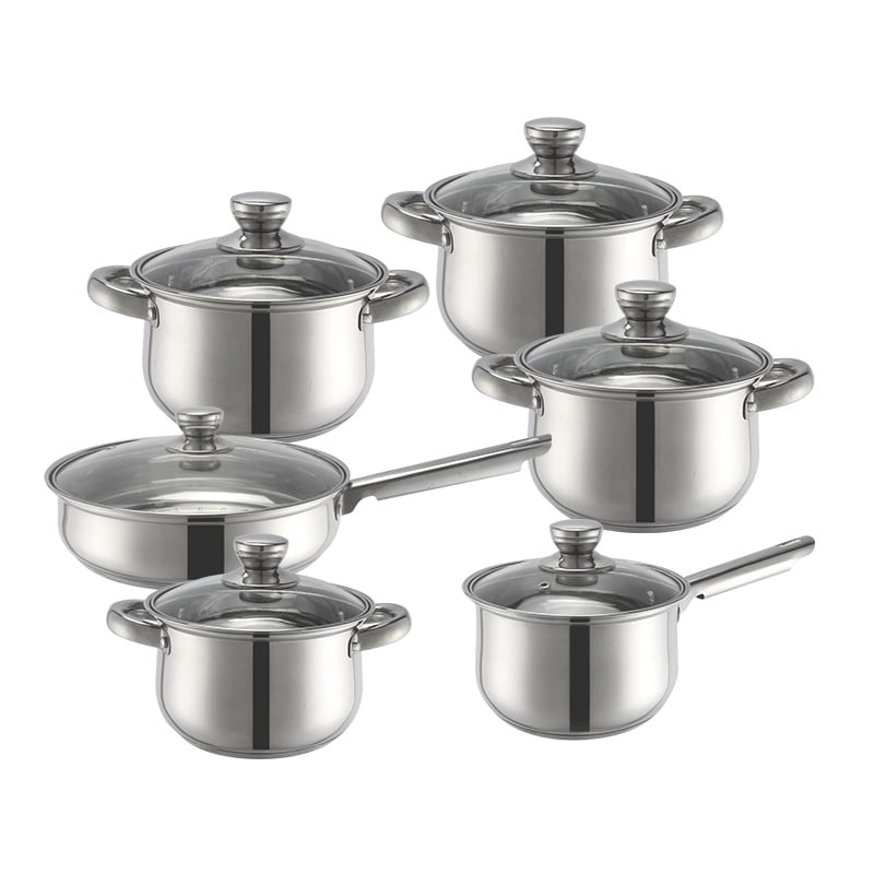 Set de vase din oțel inoxidabil, 10 piese, cu mânere placate cu aur