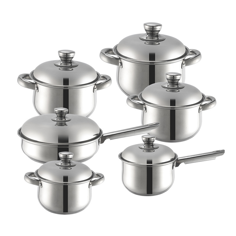 Set de vase din oțel inoxidabil, 10 piese, cu mânere placate cu aur