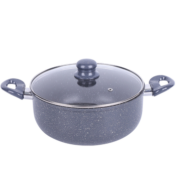 Set de patru vase de gătit cu strat antiaderent, oală pentru supă și tigaie cu capac de sticlă, fund dublu — cutie cadou