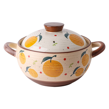 Oală ceramică pentru supă în stil japonez, design desenat manual cu personaje de desene animate, oală mare pentru supă și tocănițe, potrivită pentru aragaz cu gaz