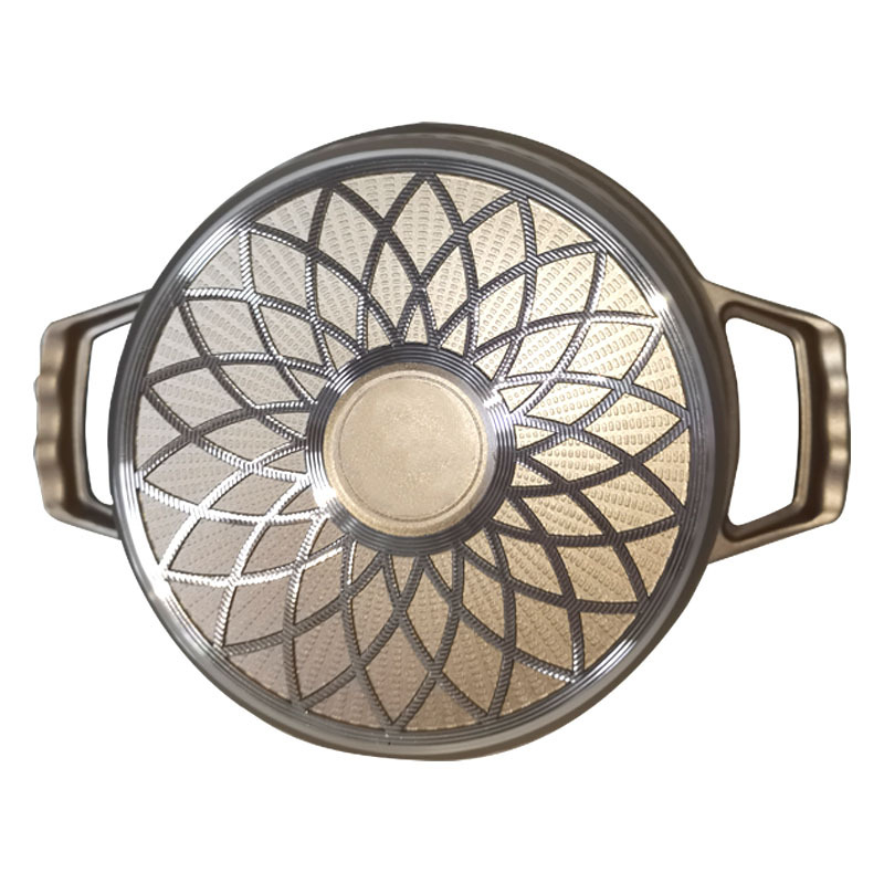 Set de vase de gătit 10 piese, oale pătrate, antiaderent, din aluminiu turnat, piatră Maifan, capace din sticlă