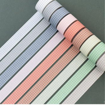 Set de benzi washi în 6 culori, cu model în carouri și bandă de hârtie, pentru agendă și jurnal, autocolante decorative DIY