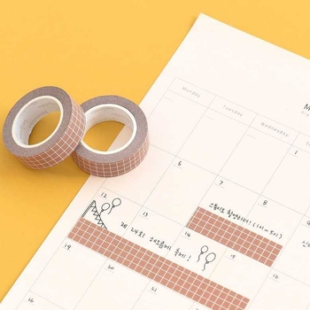 Set de benzi washi în 6 culori, cu model în carouri și bandă de hârtie, pentru agendă și jurnal, autocolante decorative DIY