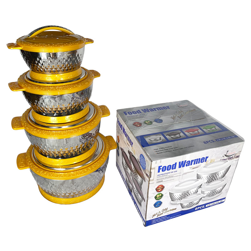 Set de vase din oțel inoxidabil izolat, 3 piese, capace etanșe, 201 oțel inoxidabil