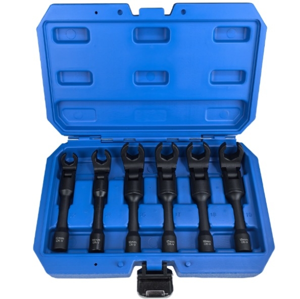 Set de 6 chei hexagonale cu cap rotativ deschis, pentru demontarea conductelor de ulei, scule auto de reparații, 12mm–19mm