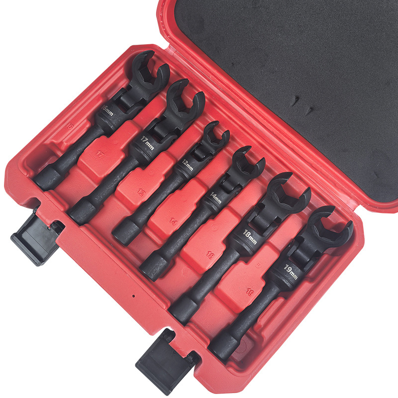 Set de 6 chei hexagonale cu cap rotativ deschis, pentru demontarea conductelor de ulei, scule auto de reparații, 12mm–19mm