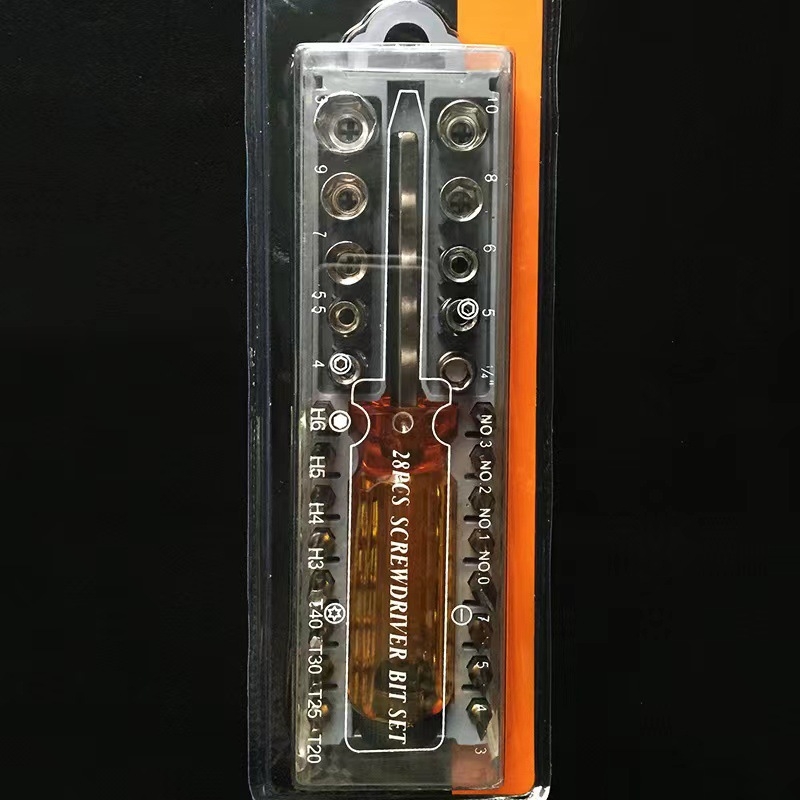 Set de 28 piese: chei cu cap exterior hexagonal și șurubelnițe, Torx T40