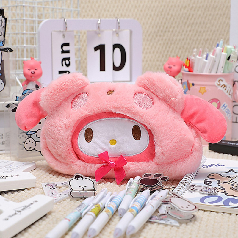 Penar Sanrio Hello Kitty cu My Melody și Cinnamoroll, husă de depozitare din pluș, portabilă