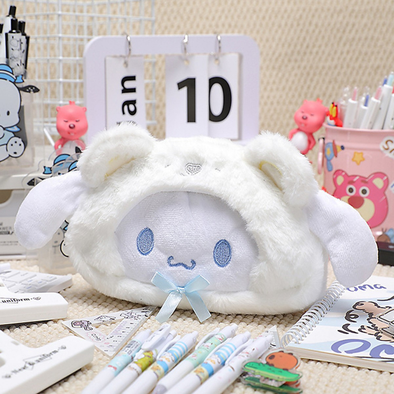 Penar Sanrio Hello Kitty cu My Melody și Cinnamoroll, husă de depozitare din pluș, portabilă
