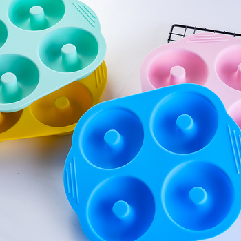 Formă din silicon cu patru cavități pentru coacere DIY, formă pentru gogoși, formă creativă pentru biscuiți cu formă circulară
