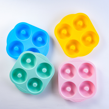 Formă din silicon cu patru cavități pentru coacere DIY, formă pentru gogoși, formă creativă pentru biscuiți cu formă circulară