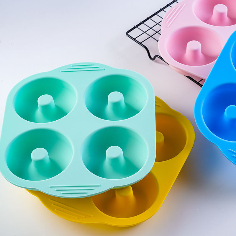 Formă din silicon cu patru cavități pentru coacere DIY, formă pentru gogoși, formă creativă pentru biscuiți cu formă circulară